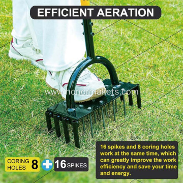 Aerator Lawn Tool Manual Dethatching & Soil Aerator Lawn Yard Tool with 16 Iron Spikes and 8 Cores garden hand tools